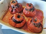 Tomates farcies à l’air fryer veau et saucisses aux herbes au safran