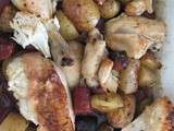Poulet chorizo oignon rouge et pommes de terre
