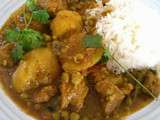 Curry de veau aux pommes de terre et petits pois