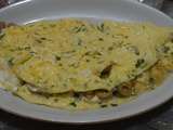 Omelette baveuse au fromage-olives et persil