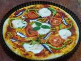 Pizza italienne a la semoule mozzarella basilic a la plancha