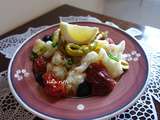 Salade de choux fleurs-pommes de terre et tomates braisées a la vinaigrette a l'ail