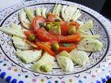 Salade fenouil-tomates- olives et vinaigrette a l'aïl