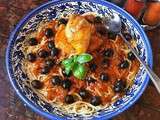 Spaghettis au poulet et olives noires