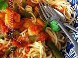 Spaghettis aux Crevettes et Asperges