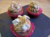 Cupcakes Fondants chocolat-crème de marron coeur de truffe et topping crème de marron truffée