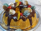 Gâteau de Noël à la crème de marron, glaçage chocolat noir