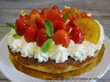 Gâteau fraises, noisettes, citron et clémentines confites