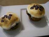 Muffins aux myrtilles et pépites de chocolat couverture chamallow caramélisé