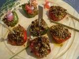 Pintxos Minis poivrons farçis aux merguez et graines de sésames grillées
