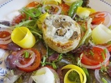 Salade de coeurs d'artichauts gratinés au Roquefort et aux pignons grillés