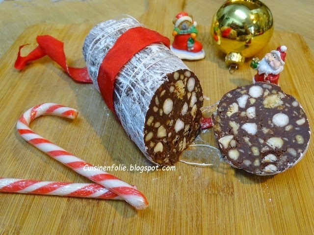 Recette Saucisson de Noël au Chocolat, Chamallow et Petits-Beurre