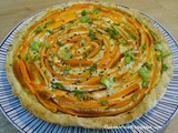 Tarte spirales aux carottes, chèvre et cumin