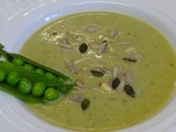 Velouté de cosses de petits pois au curry et gingembre, lait de coco