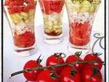 Petites verrines aux carpaccios de tomates et concombres... On adore le frais en été