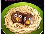 Petits nids de spaguetti et leurs oiseaux... on cuisine avec nos enfants
