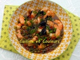 Crevettes, petits légumes à la sauce chinoise
