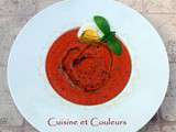 Cuisine des restes : Soupe froide de tomates crues, poivron grillé et vinaigre de tomate