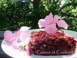 Fondant au chocolat/fraises/pralines roses de Laurence Salomon