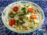 Salade de cabillaud et cocos, vinaigrette à l'anchois