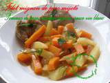 Filet mignon de porc mijoté aux pommes de terre, carottes, oignon, sauce vin du Bugey