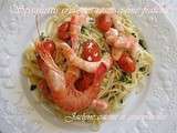 Spaghettis aux crevettes roses *l'art et la manière d'utiliser les restes* Facile Rapide excellent