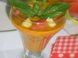 Gaspacho tomate concombre basilic et pourpier (soupe froide)