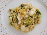 Filet de poissons aux poireaux et crème moutardée