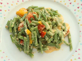 Haricots verts à la crème de feta et tomates cerises