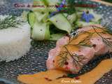 Pavés de saumon, poivrons doux et riz thaïlandais