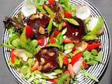Salade de betteraves rôties au four et farandole de petits légumes, vinaigrette maracuya