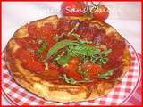 Tatin de tomates olivettes, au caramel et basilic