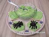 Halloween sans gluten : tartine craquante aux araignées et sa sauce verte
