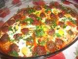 Tajine de kefta à la marocaine, aux œufs et à la tomate :