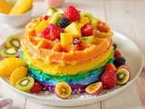 Gaufre arc en ciel aux fruits exotiques