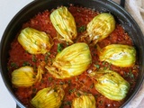 Fleurs de courgettes farcies à la ricotta gratinées au four