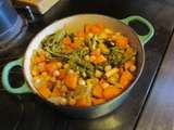 Ragoût de carottes et brocoli aux pois chiches et tofu fume