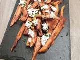 Frites de patates douces au chèvre, ail et persil / Sweet potato wedges with goat cheese, garlic and parsley
