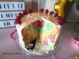Gâteau damier de princesse (citron, vanille, framboise) / Checkerboard cake for a princess (lemon, vanilla and raspberry)