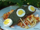 Salade de choux rave, choux chinois, carottes râpées et sa tartine de pistou d'ortie, avocat et piment d'Espelette