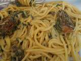 Printemps apporte sur nos étals Les Morilles : Spaghettis sauce crémeuse aux Morilles