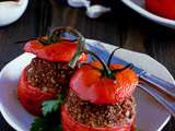 Tomates farcies aux pois chiches, quinoa et tomates séchées (vegan, sans gluten)