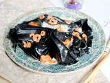 Tortellini noirs aux crevettes sauce safran