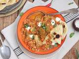 Curry de chou-fleur vert et naan nature كاري القرنبيط و خبز النان الهندي