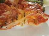 Cannelloni mozzarella et jambon cru, sauce tomate basilic