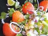 Ceviche : poisson mariné au citron vert, coriandre, tomate, poivron et oignon rouge (Mexique)