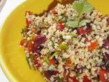 Salade de quinoa-boulgour façon tex-mex : haricots rouges, poivron et coriandre
