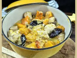 Cocotte de poulet, potimarron et pruneaux