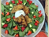 Salade épinards burrata fraises, vinaigrette à la fraise