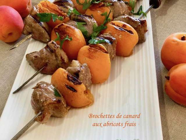 Brochettes de canard aux abricots et pruneaux - Recette barbecue
